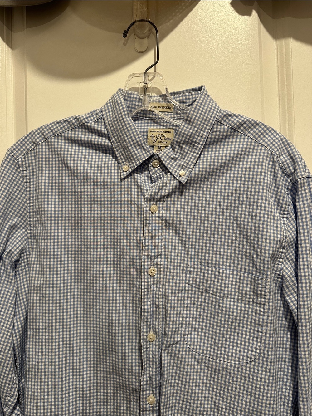 J. Crew Men's Light Blue White Gingham Button-Down Shirt